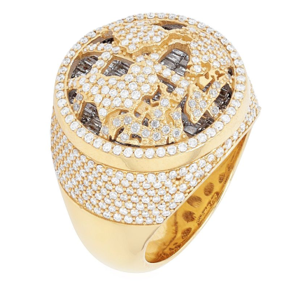 Shiny Gold Plated World Map Ring Diamond Ring