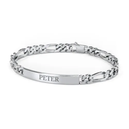Personalized Figaro Chain Engraved Name Bracelet