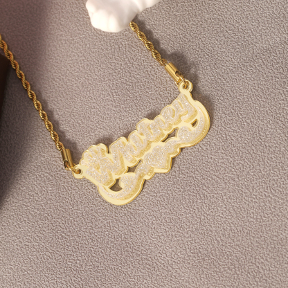 Personalized Custom Acrylic Double Plate Crown and Heart Name Necklace