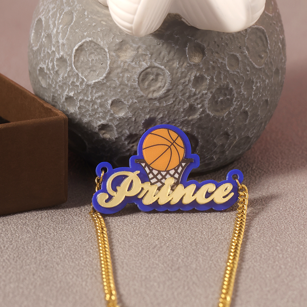Basketball Necklace Personalized Acrylic Name Necklace for Children