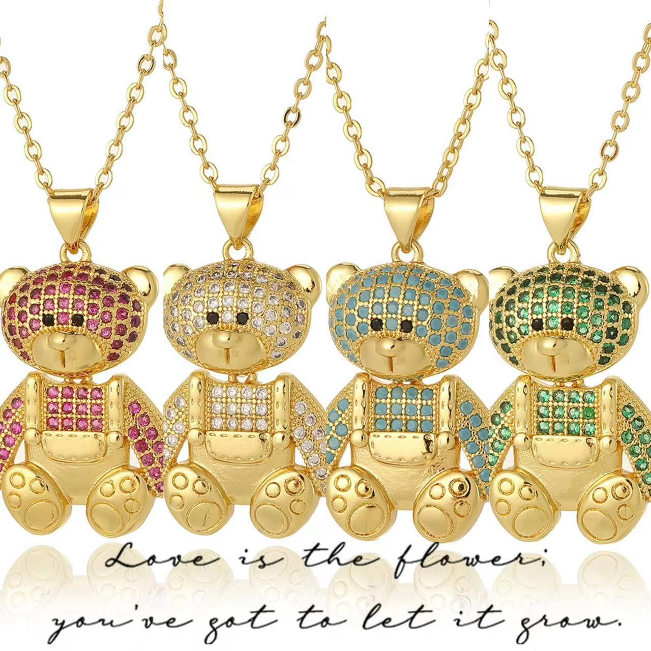 Cute Cartoon Teddy Bear Pendant Necklace