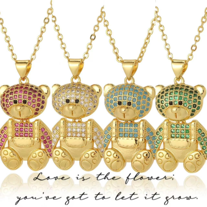 Cute Cartoon Teddy Bear Pendant Necklace