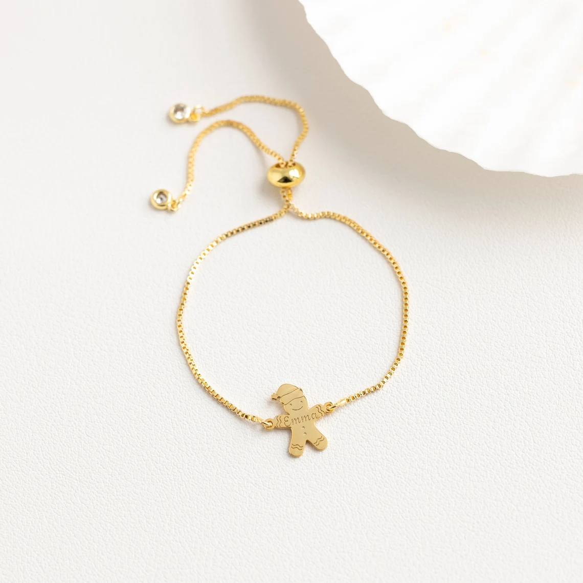 Gingerbread Man Engraved 1 to 3 Names Bracelet Christmas Gift