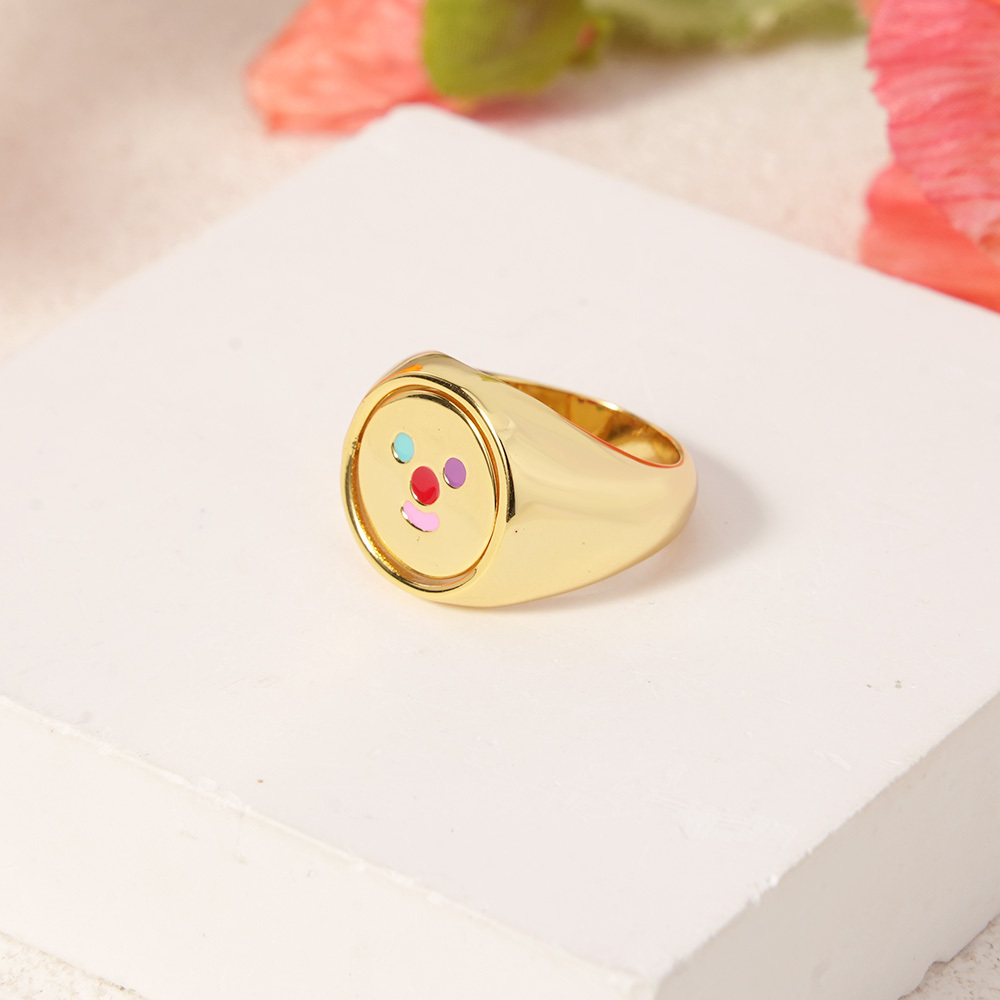Happy Sad Spinner Ring Gold Plated Personalized Engraved Ring