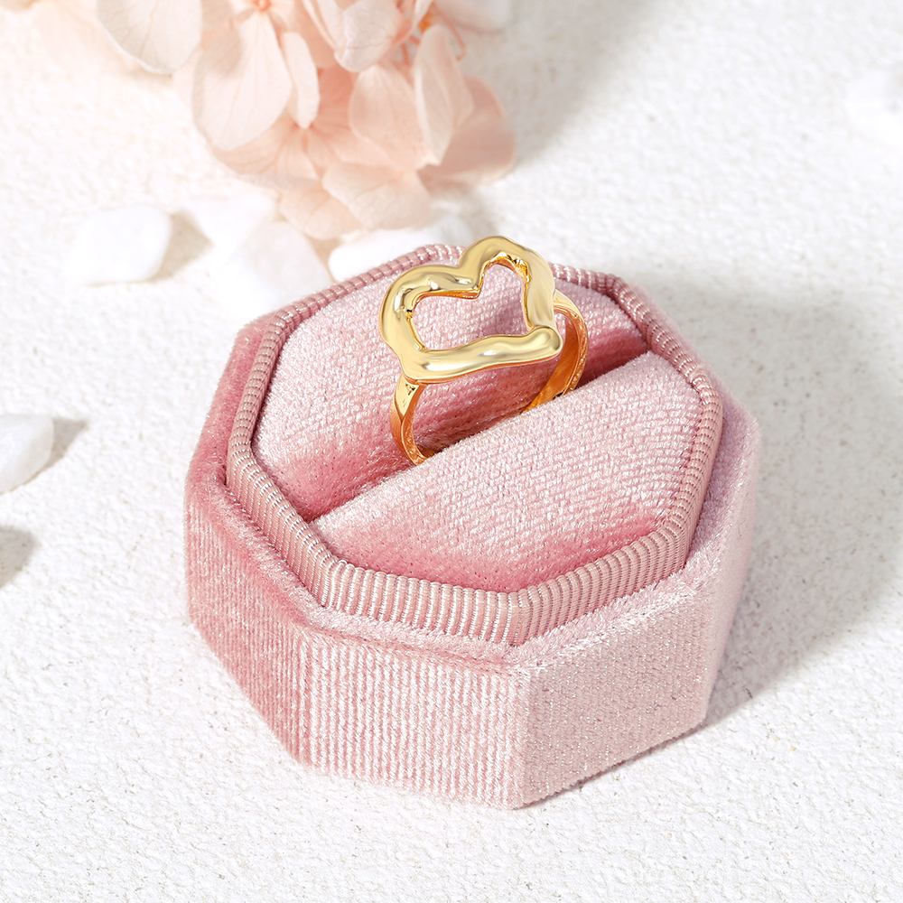 Gold Plated Heart Chunky Ring Personalized Engraved Ring