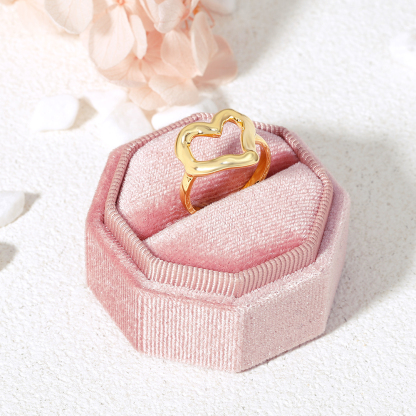 Gold Plated Heart Chunky Ring Personalized Engraved Ring