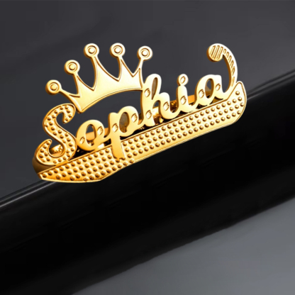 Crown Two Finger Ring Custom Gold Plated Name Ring