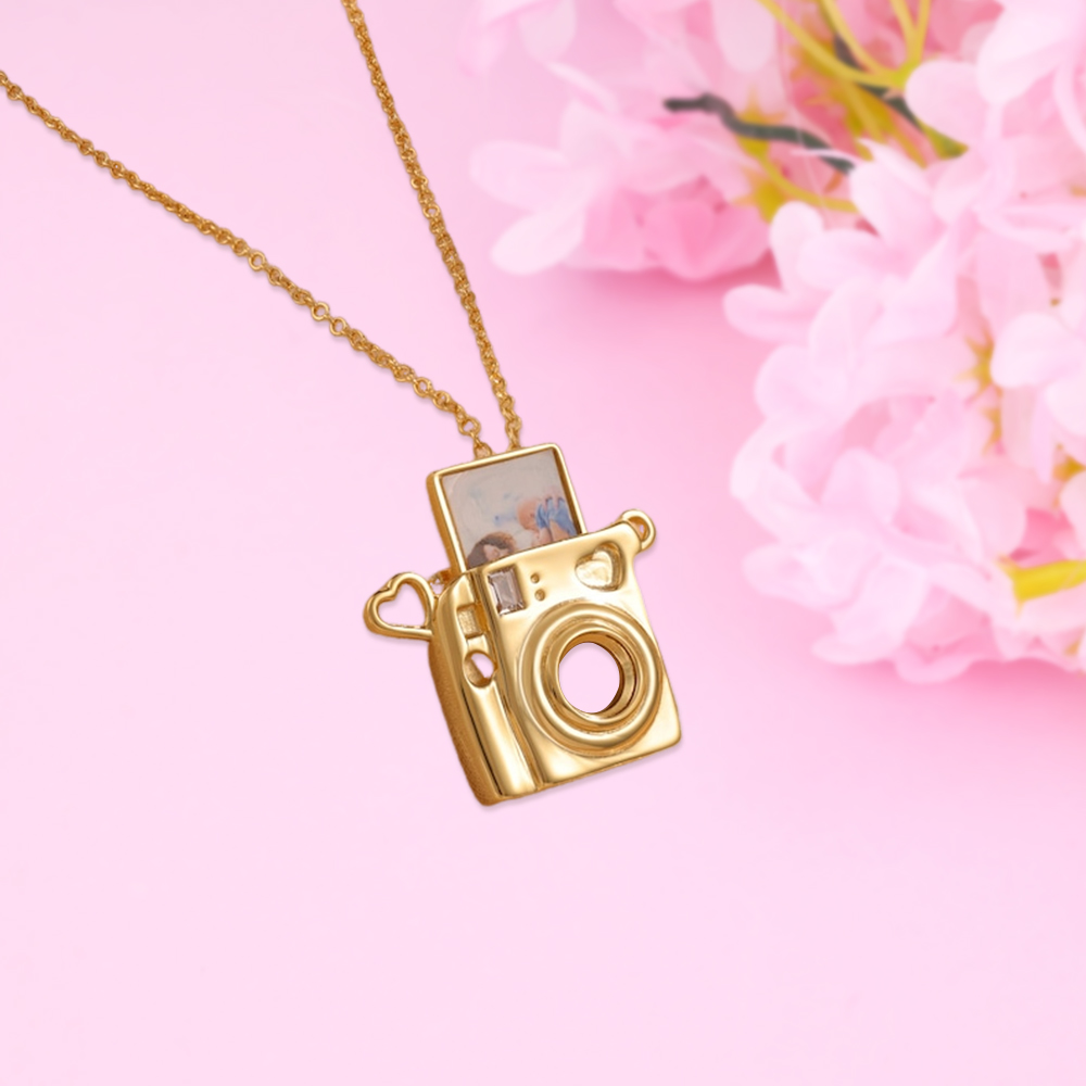 Mini Camera Photo Necklace Custom Locket Necklace with Picture Inside