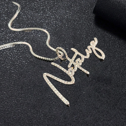 Bling Diamond Nameplate Pendant Personalized Gold Plated Name Necklace