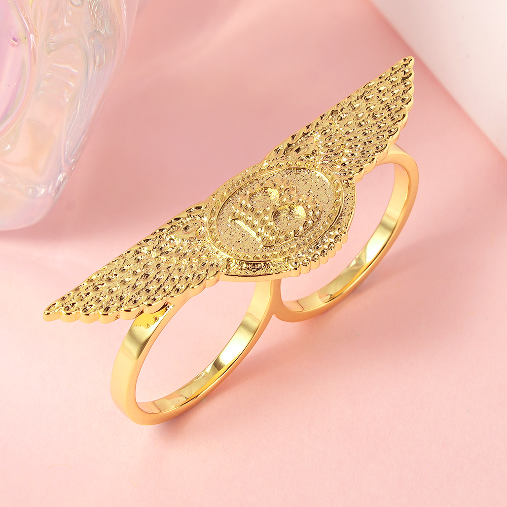 Wings Letter Initial Ring Two Finger Ring