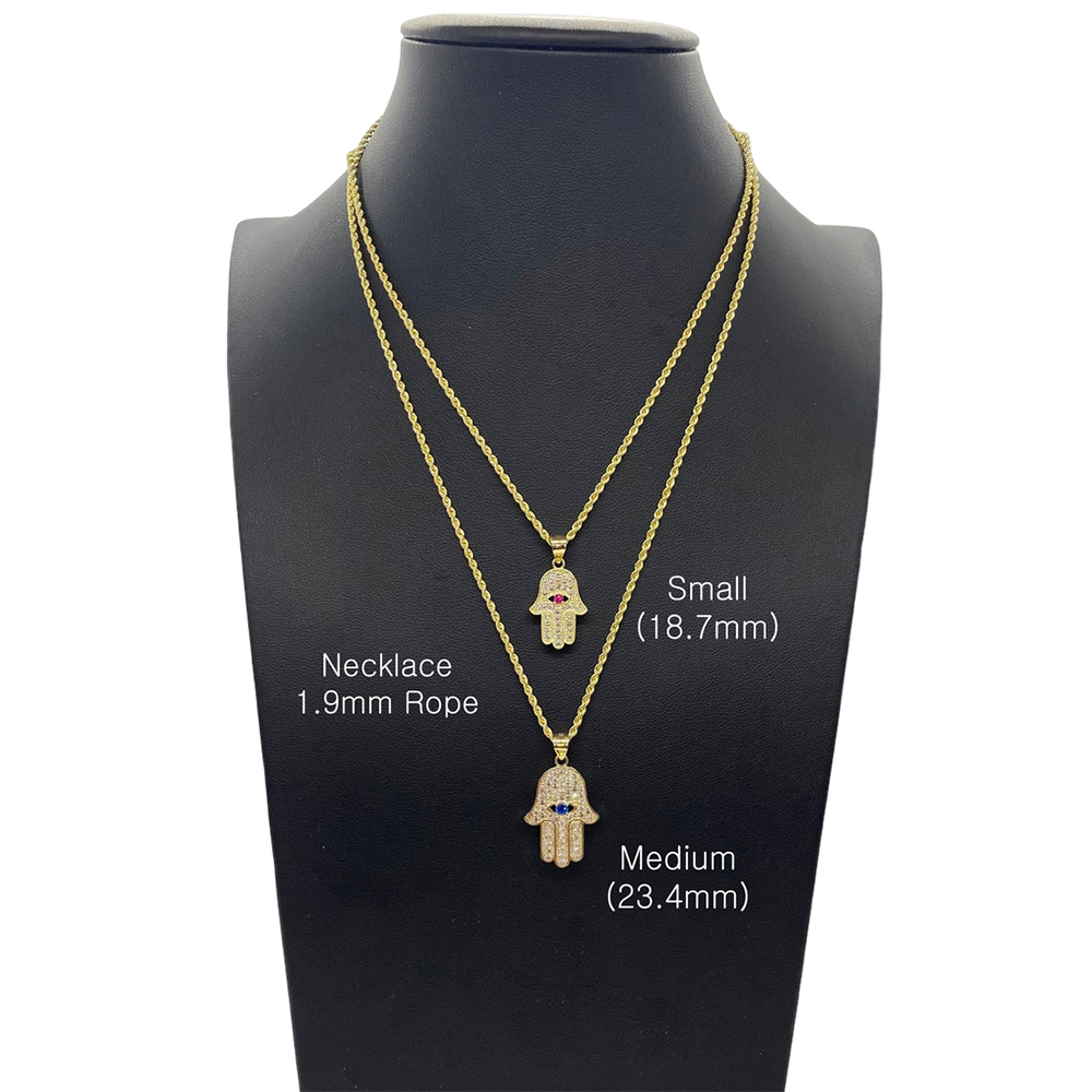 Hamsa Hand Evil Eye Pendant Necklace