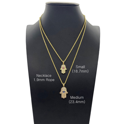 Hamsa Hand Evil Eye Pendant Necklace