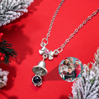 Personalized Bell Necklace With Photo Inside Christmas Gift