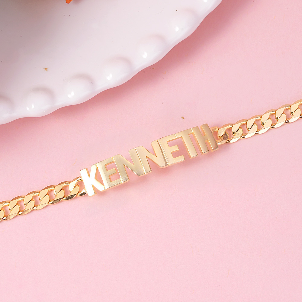 Gold Plated Personalized Capital Letter Name Bracelet