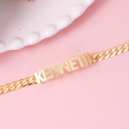 Gold Plated Personalized Capital Letter Name Bracelet