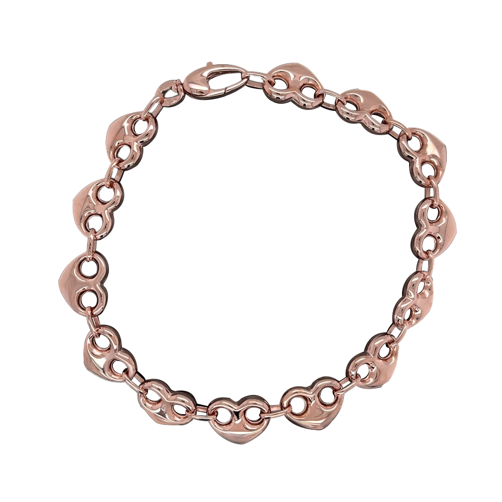 Puffed Mariner Heart Shape Gold Plated Bracelet