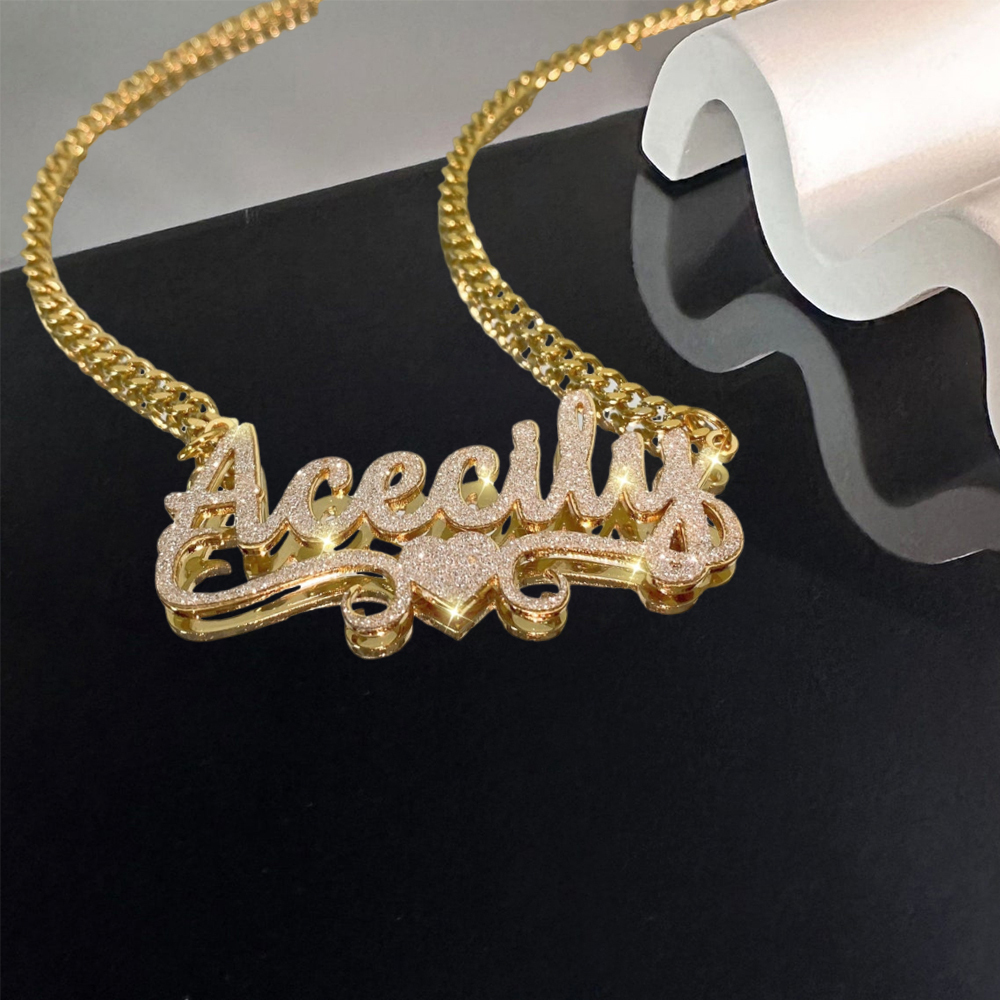 Dazzling Stainless Steel Name Necklace with Romantic Heart