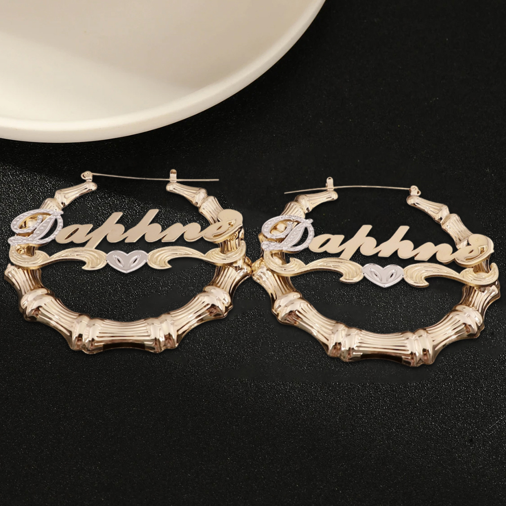 Alphabet Bamboo Hoop Name Earring 60mm 30mm