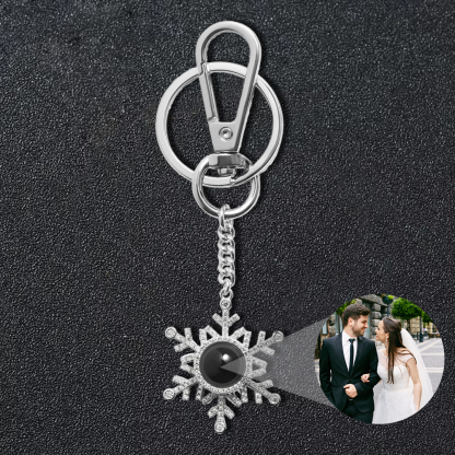 Personalized Snowflake Photo Keychain