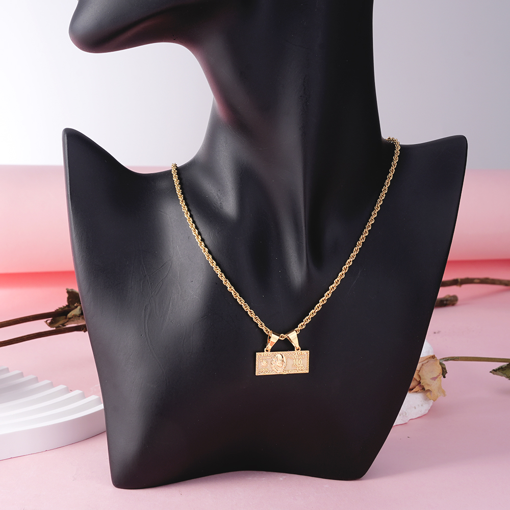 Hundred Dollar Bill Money Pendant Necklace