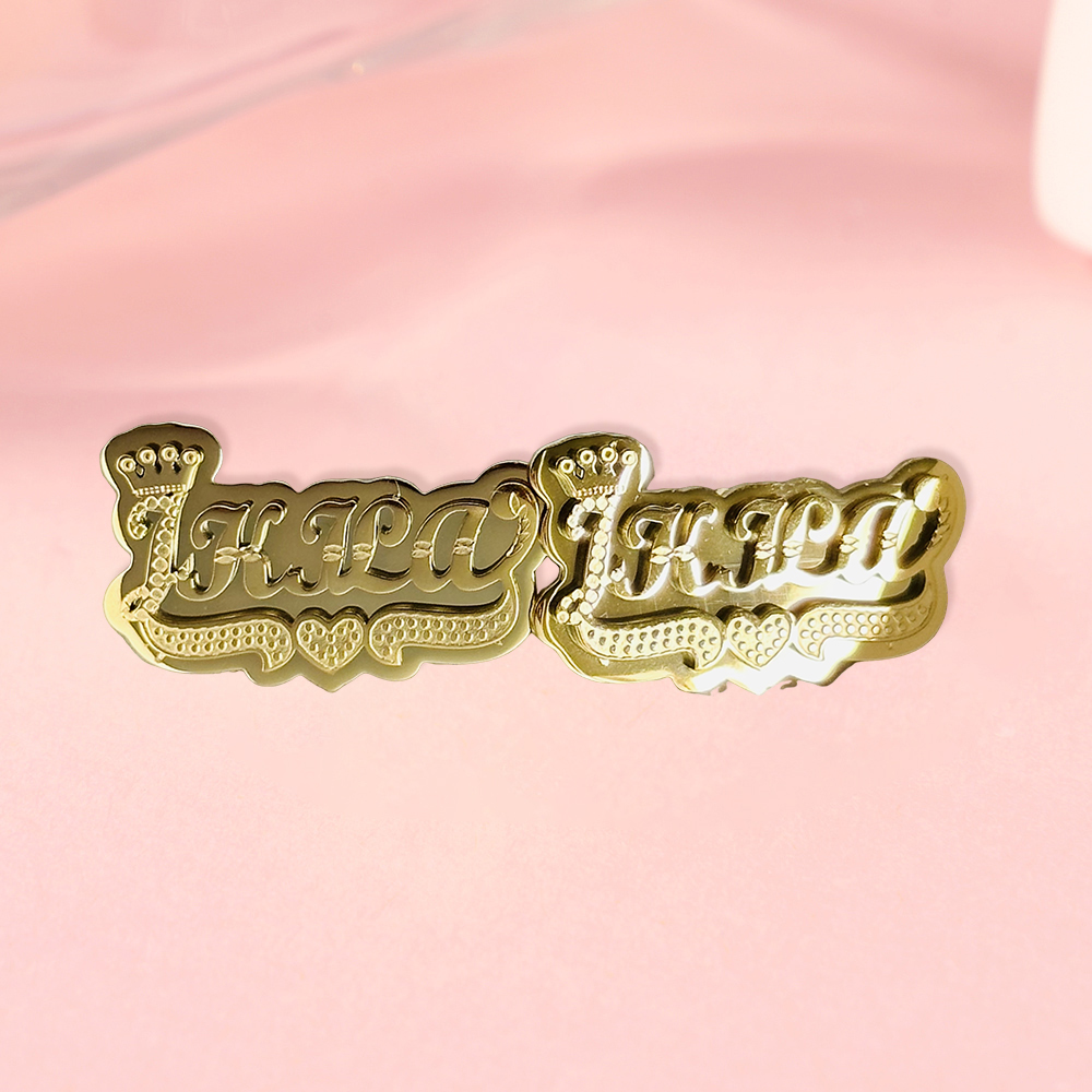 Custom Double Plated Crown Name Stud Earrings