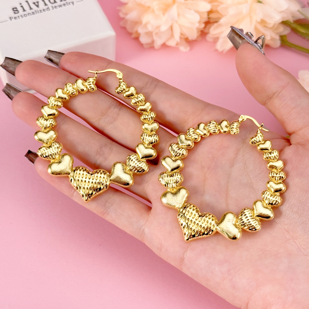 Gold Plated Multi Heart Hoop Earrings