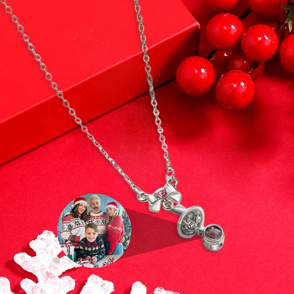 Personalized Bell Necklace With Photo Inside Christmas Gift