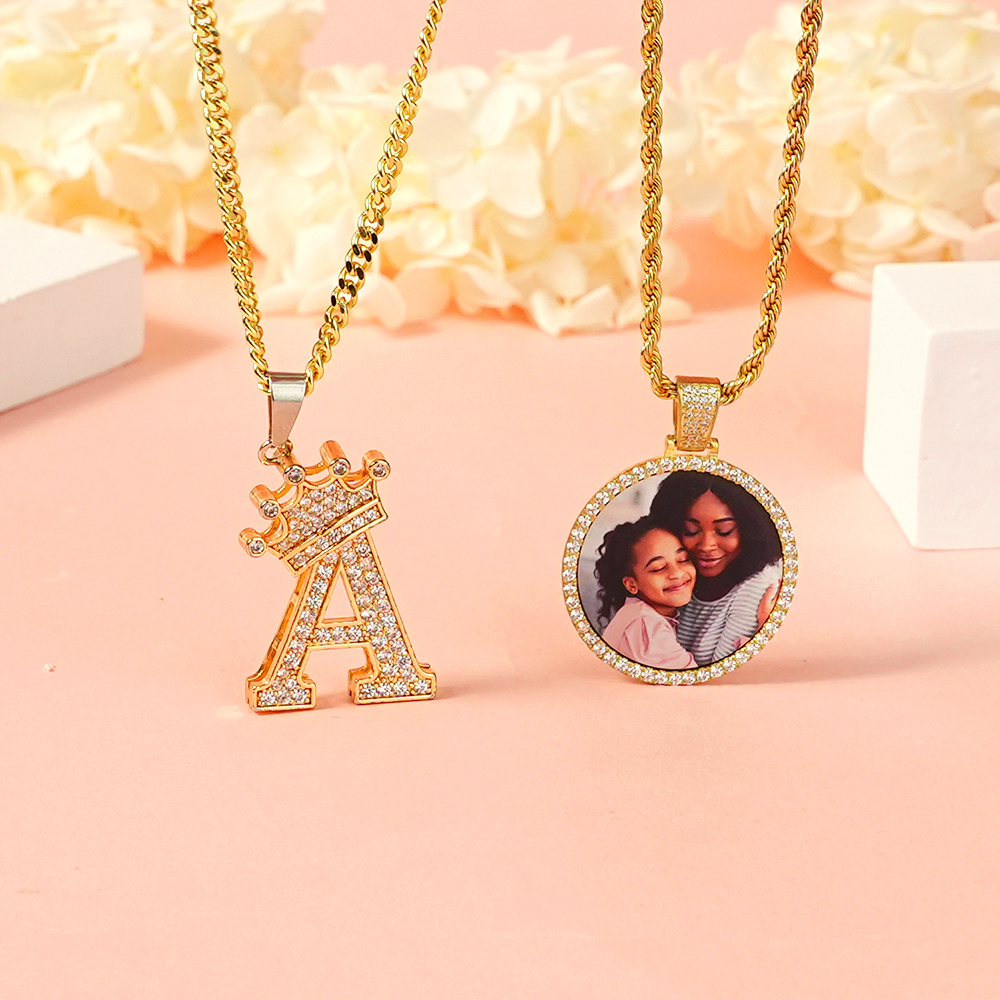 Personalized Photo Medallions Necklace And Initial Necklace Jewelry Se