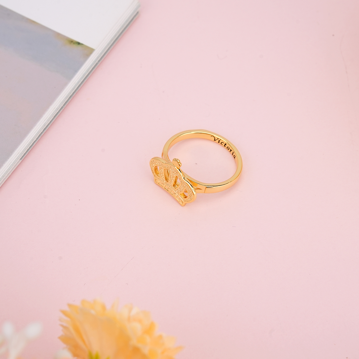 Diamond Cut King Queen Crown Band Ring Personalized Engraved Ring