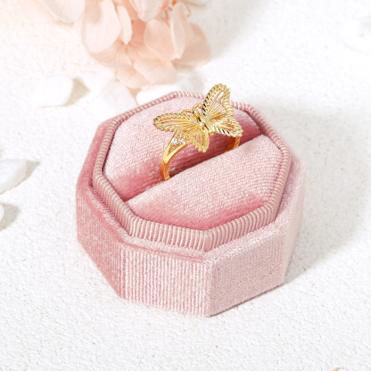 Butterfly Gold Plated Personalized Engraved Ring