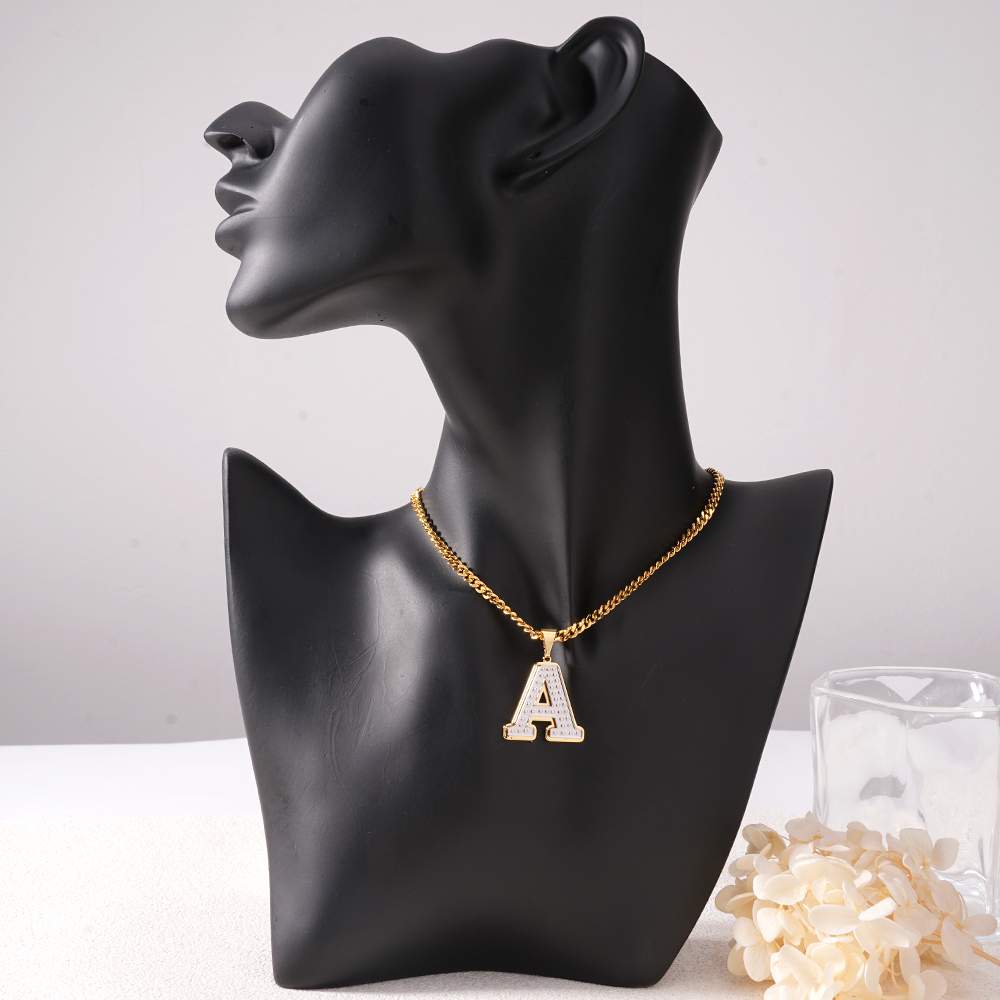 Double Layer Two Tone Letter Necklace Personalized Initial Necklace