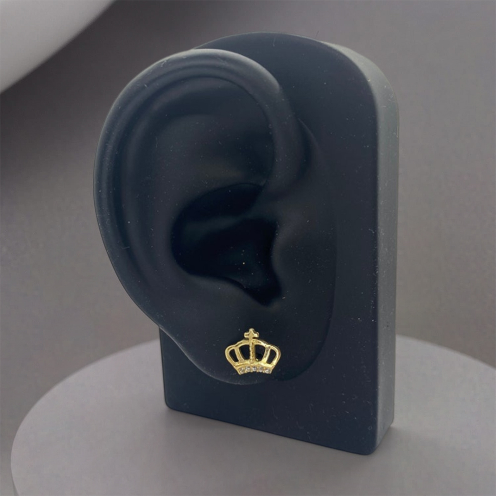 Crown CZ Push Back Stud Earrings