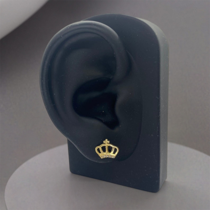 Crown CZ Push Back Stud Earrings 