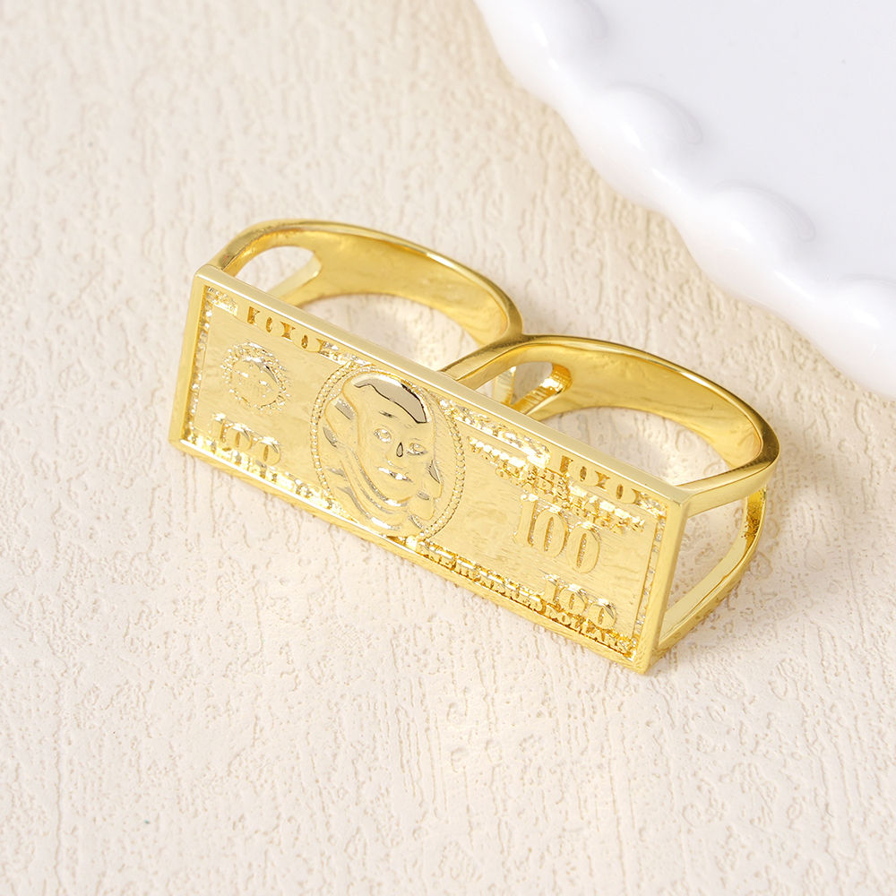 $100 Bill Set Gold Plated Necklace Ring and Stud Earrings