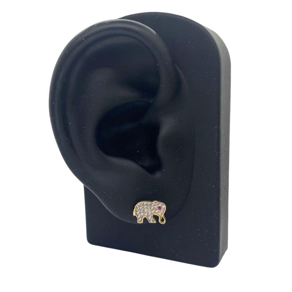Elephant Earrings CZ Push Back Stud Earrings