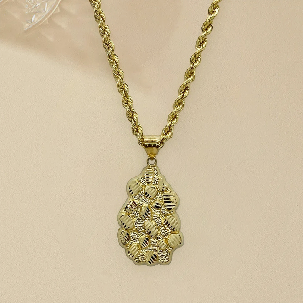 Nugget Vintage Charm Pendant Gold Plated Necklace