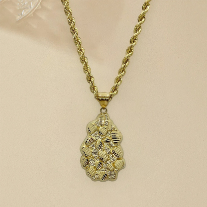 Nugget Vintage Charm Pendant Gold Plated Necklace