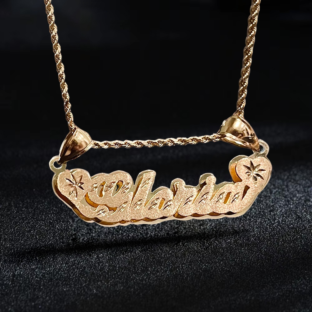 Personalized Double Plated Name Necklace With Heart