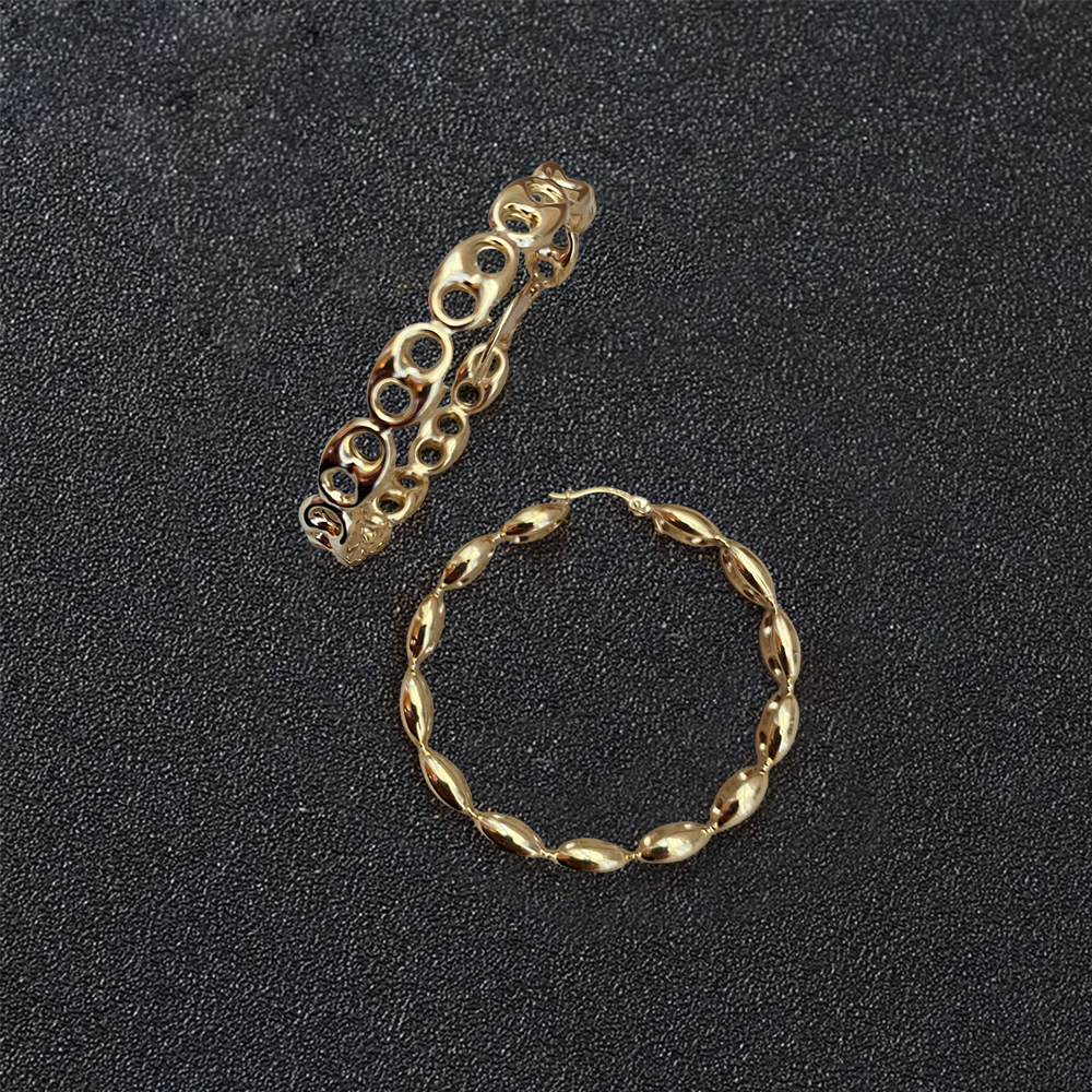 Puffed Mariner Hoop Earrings