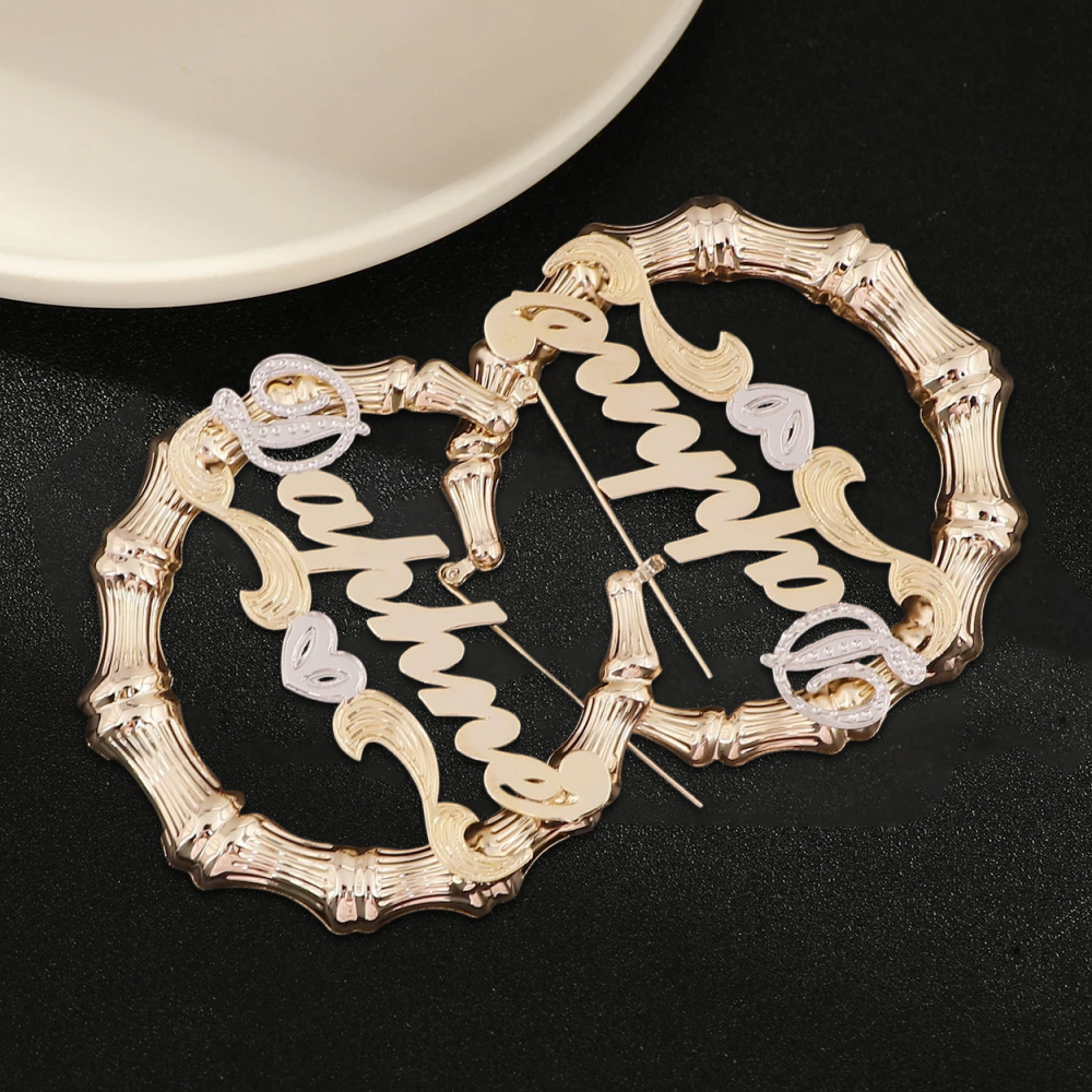 Alphabet Bamboo Hoop Name Earring 60mm 30mm