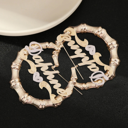 Alphabet Bamboo Hoop Name Earring 60mm 30mm
