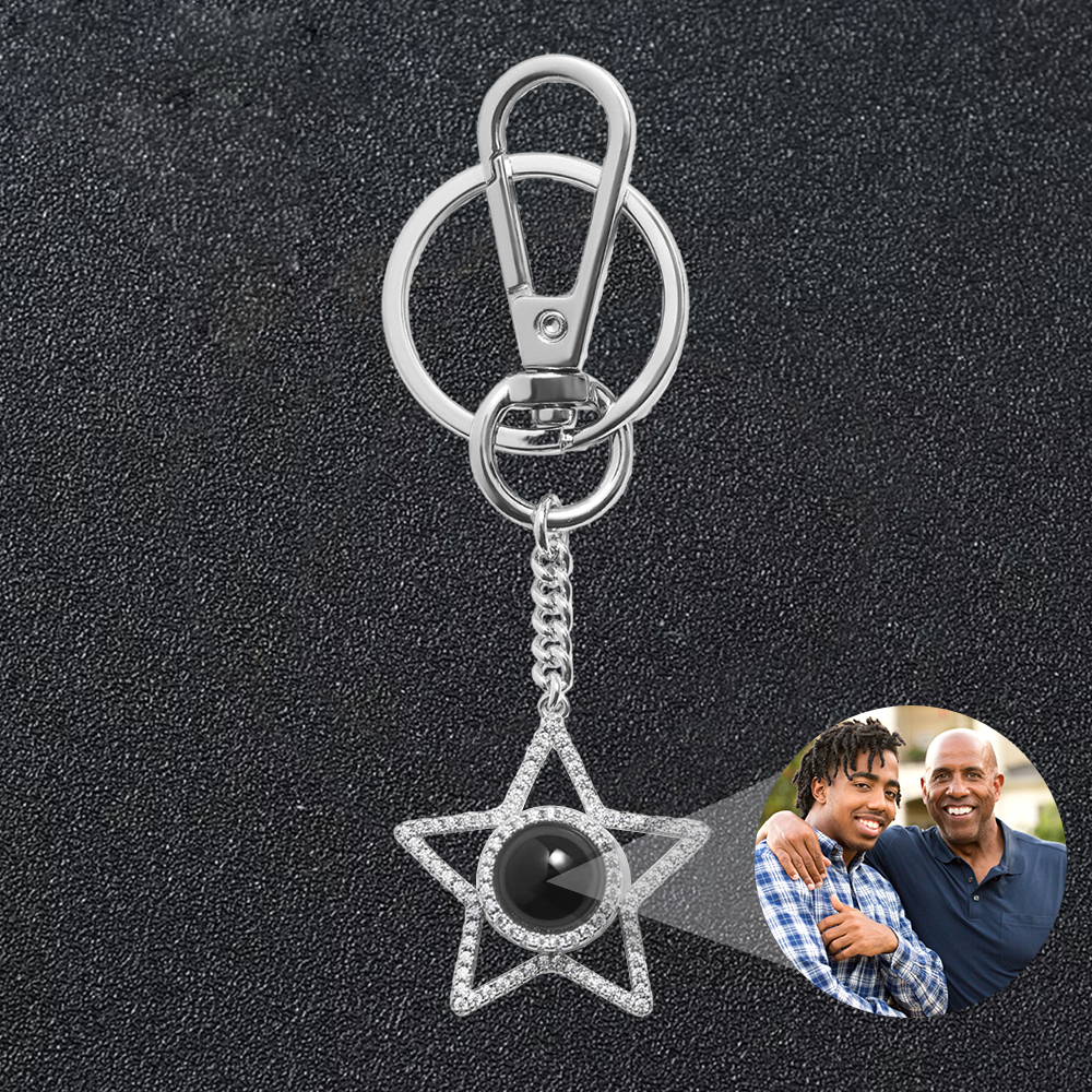 Personalized Star-Shaped Photo Keychain