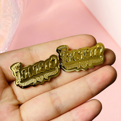 Custom Double Plated Crown Name Stud Earrings