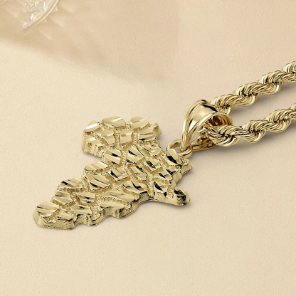 Nugget Africa Map Vintage Pendant Necklace