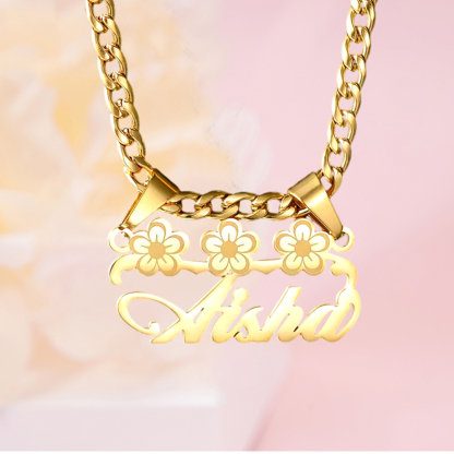 Custom Three Flowers Name Necklaces