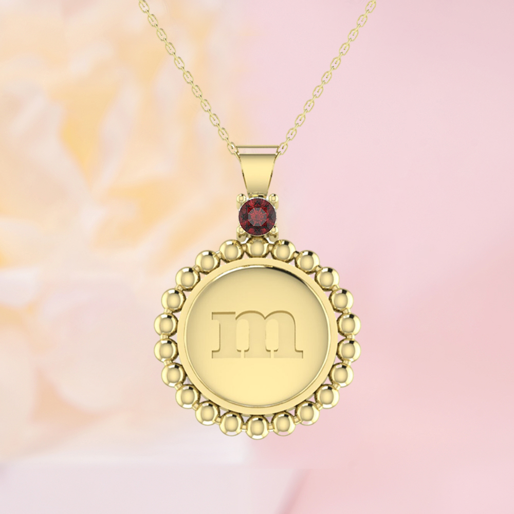 Custom Initial Letter Number Birthstone Necklace
