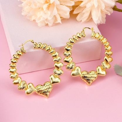 Gold Plated Multi Heart Hoop Earrings