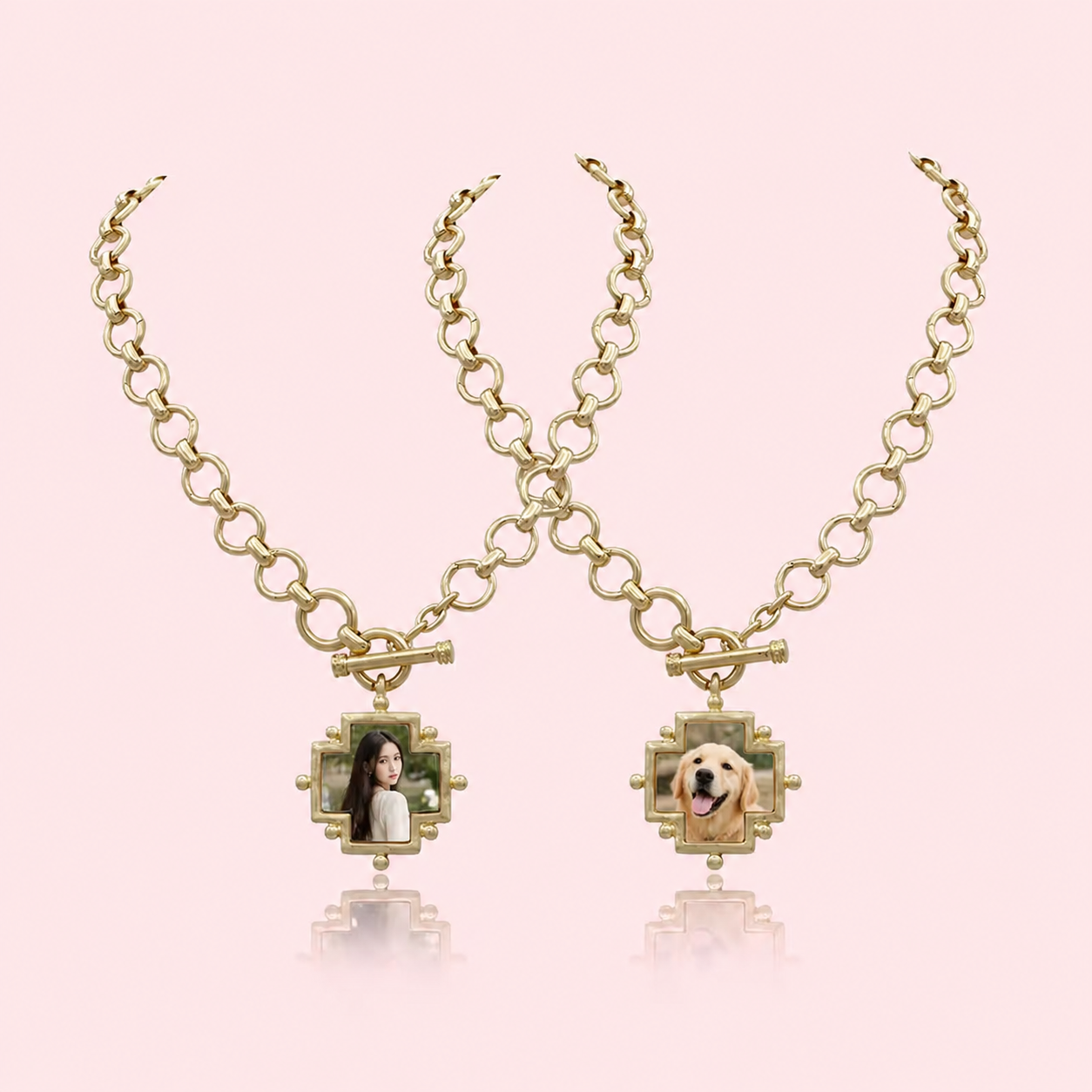 Gold Plated Photo Cross Necklace