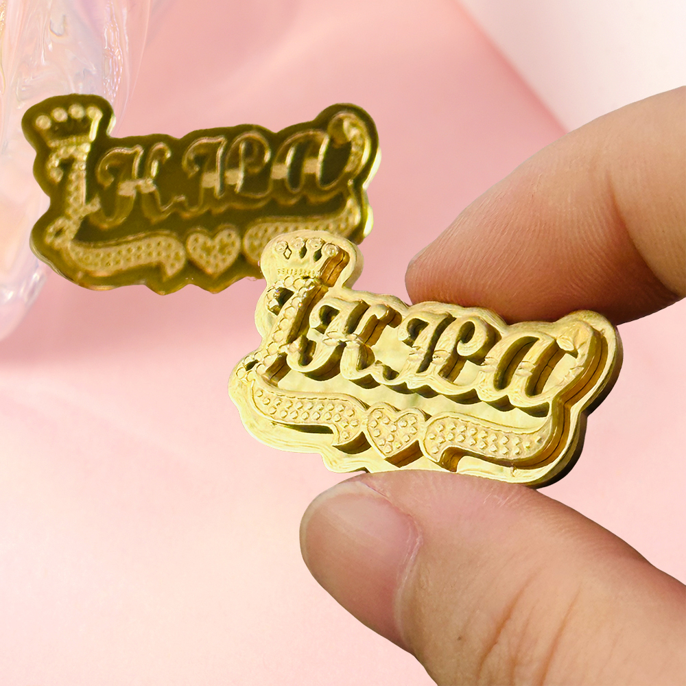 Custom Double Plated Crown Name Stud Earrings