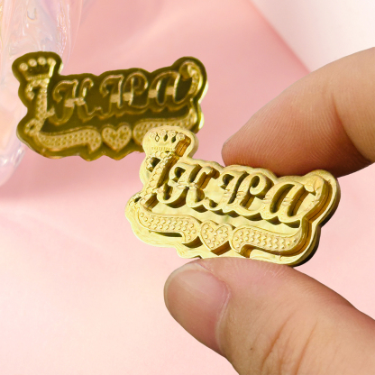 Custom Double Plated Crown Name Stud Earrings